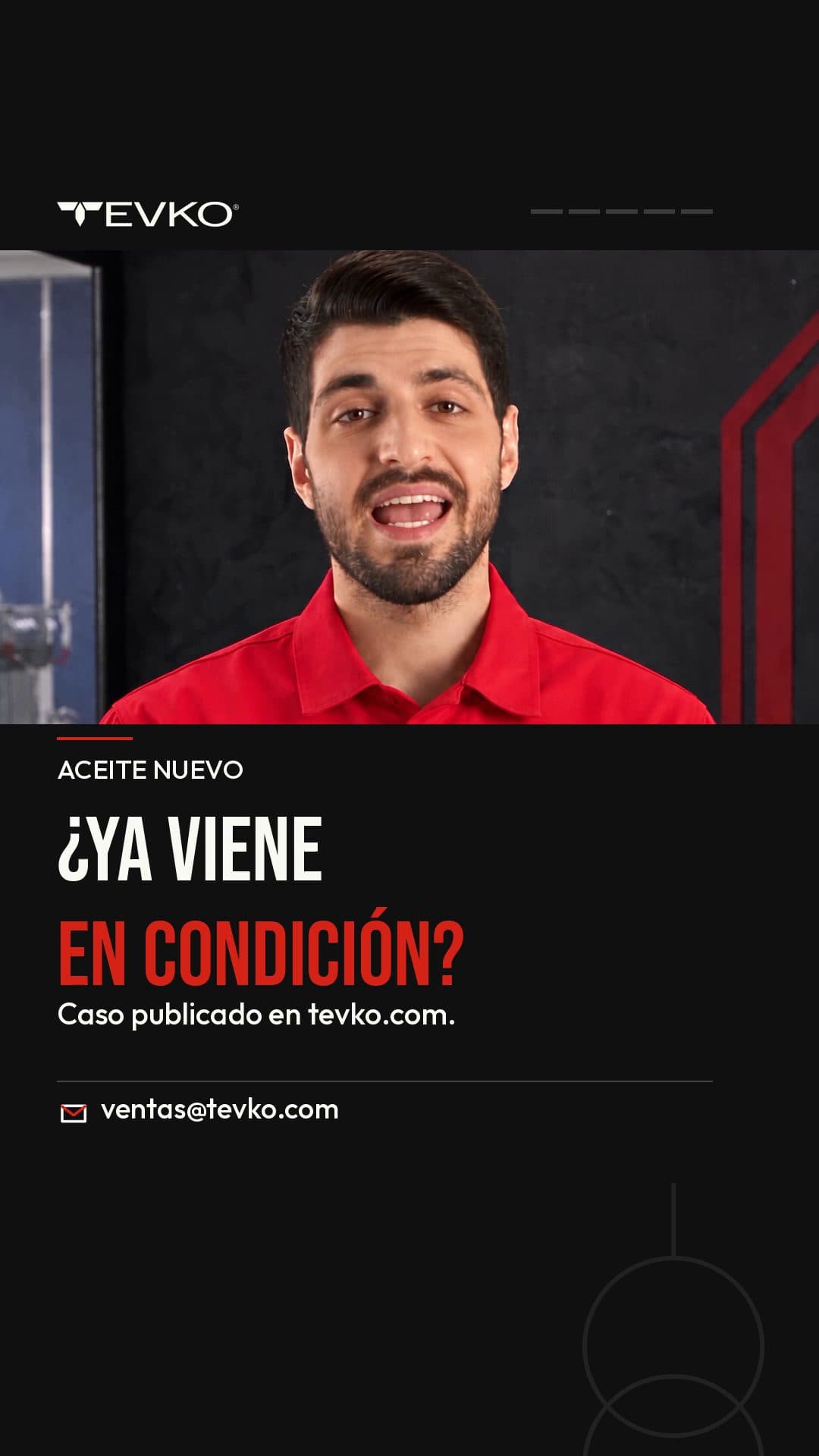 Vocero generado con inteligencia artificial, con camisa roja, presenta el caso de un aceite nuevo probado antes de cargarlo a un transformador.